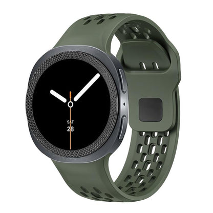 For Samsung Galaxy Watch8 40mm Rhombic Texture Bezel and Black Reverse Buckle Silicone Watch Band(Army Green Black) - Watch Bands by buy2fix | Online Shopping UK | buy2fix