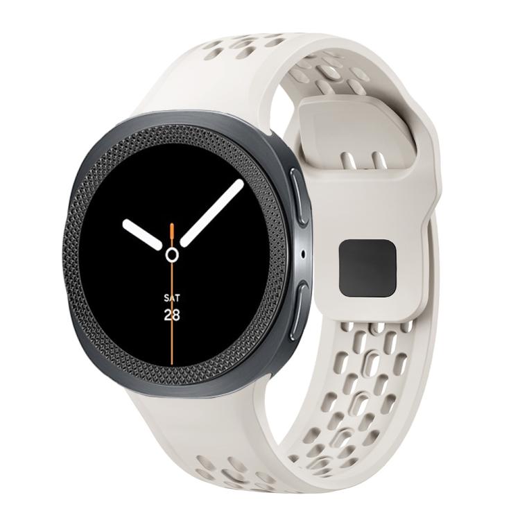 For Samsung Galaxy Watch8 40mm Rhombic Texture Bezel and Black Reverse Buckle Silicone Watch Band(Beige Black) - Watch Bands by buy2fix | Online Shopping UK | buy2fix