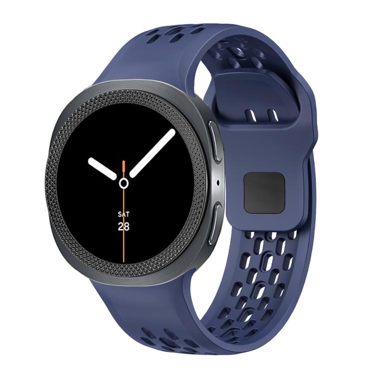 For Samsung Galaxy Watch8 40mm Rhombic Texture Bezel and Black Reverse Buckle Silicone Watch Band(Midnight Blue Black) - Watch Bands by buy2fix | Online Shopping UK | buy2fix