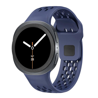 For Samsung Galaxy Watch8 40mm Rhombic Texture Bezel and Black Reverse Buckle Silicone Watch Band(Midnight Blue Black) - Watch Bands by buy2fix | Online Shopping UK | buy2fix