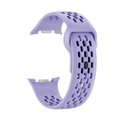 For Samsung Galaxy Watch8 44mm Diamond Bezel and Black Reverse Buckle Silicone Watch Band(Purple Silver) - Watch Bands by buy2fix | Online Shopping UK | buy2fix