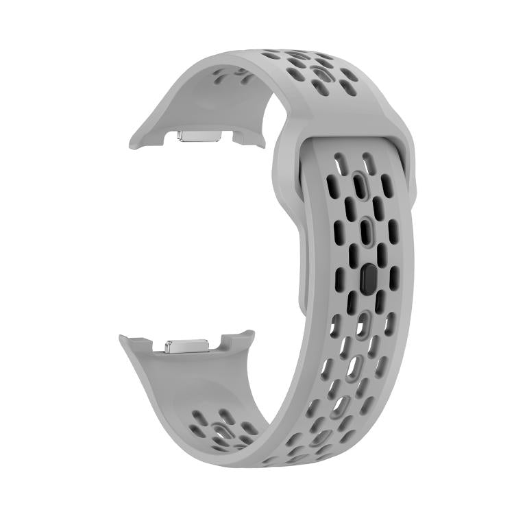 For Samsung Galaxy Watch8 44mm Diamond Bezel and Black Reverse Buckle Silicone Watch Band(Gray Black) - Watch Bands by buy2fix | Online Shopping UK | buy2fix