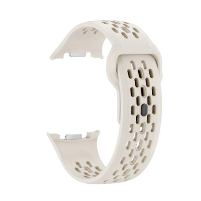 For Samsung Galaxy Watch8 44mm Diamond Bezel and Black Reverse Buckle Silicone Watch Band(Beige Black) - Watch Bands by buy2fix | Online Shopping UK | buy2fix