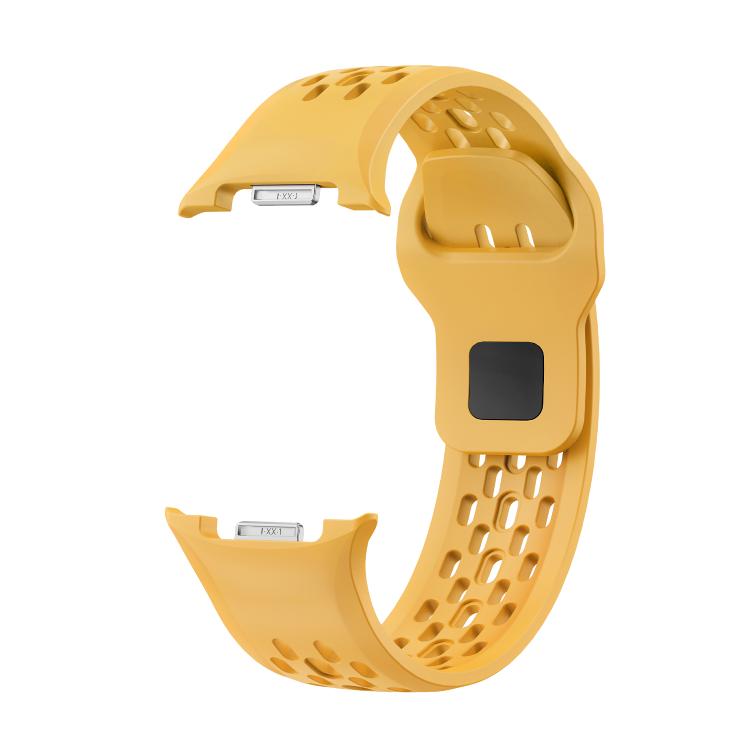 For Samsung Galaxy Watch8 40mm Diamond Bezel and Black Reverse Buckle Silicone Watch Band(Yellow Silver) - Watch Bands by buy2fix | Online Shopping UK | buy2fix