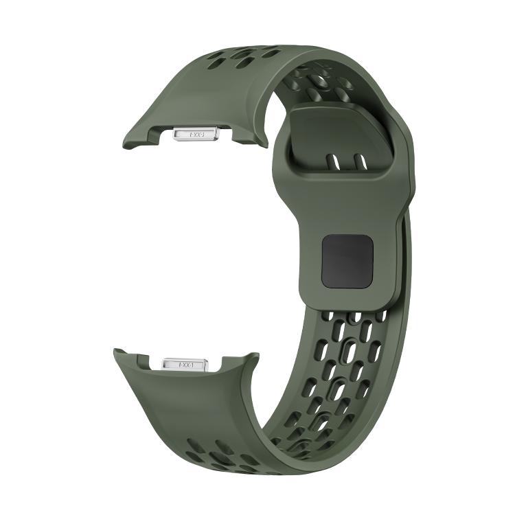 For Samsung Galaxy Watch8 40mm Diamond Bezel and Black Reverse Buckle Silicone Watch Band(Army Green Black) - Watch Bands by buy2fix | Online Shopping UK | buy2fix