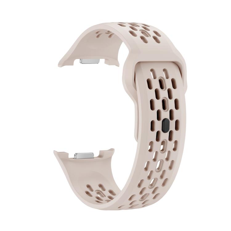 For Samsung Galaxy Watch8 44mm Speed Bezel and Black Reverse Buckle Silicone Watch Band(Starlight Silver) - Watch Bands by buy2fix | Online Shopping UK | buy2fix