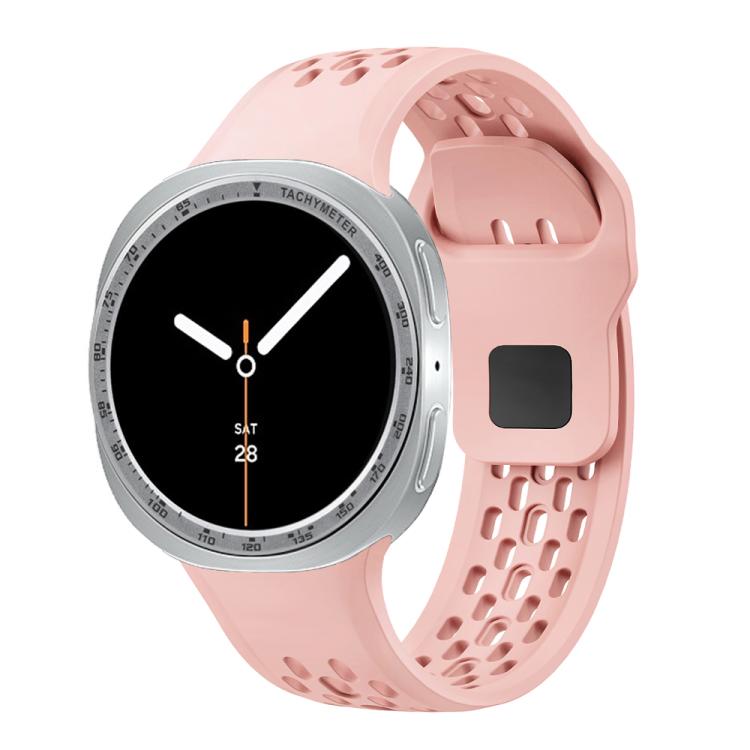 For Samsung Galaxy Watch8 44mm Speed Bezel and Black Reverse Buckle Silicone Watch Band(Pink Silver) - Watch Bands by buy2fix | Online Shopping UK | buy2fix