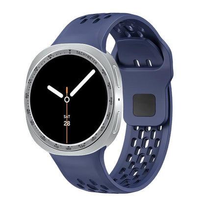 For Samsung Galaxy Watch8 44mm Speed Bezel and Black Reverse Buckle Silicone Watch Band(Midnight Blue Silver) - Watch Bands by buy2fix | Online Shopping UK | buy2fix