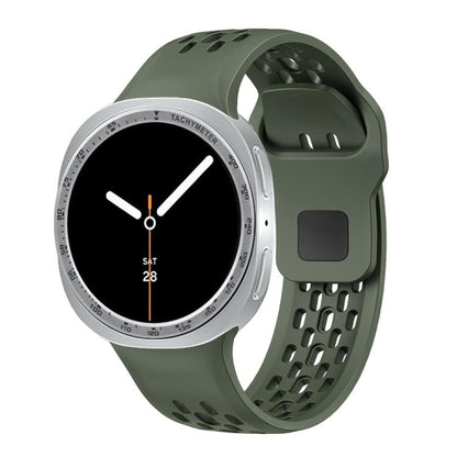 For Samsung Galaxy Watch8 44mm Speed Bezel and Black Reverse Buckle Silicone Watch Band(Army Green Silver) - Watch Bands by buy2fix | Online Shopping UK | buy2fix