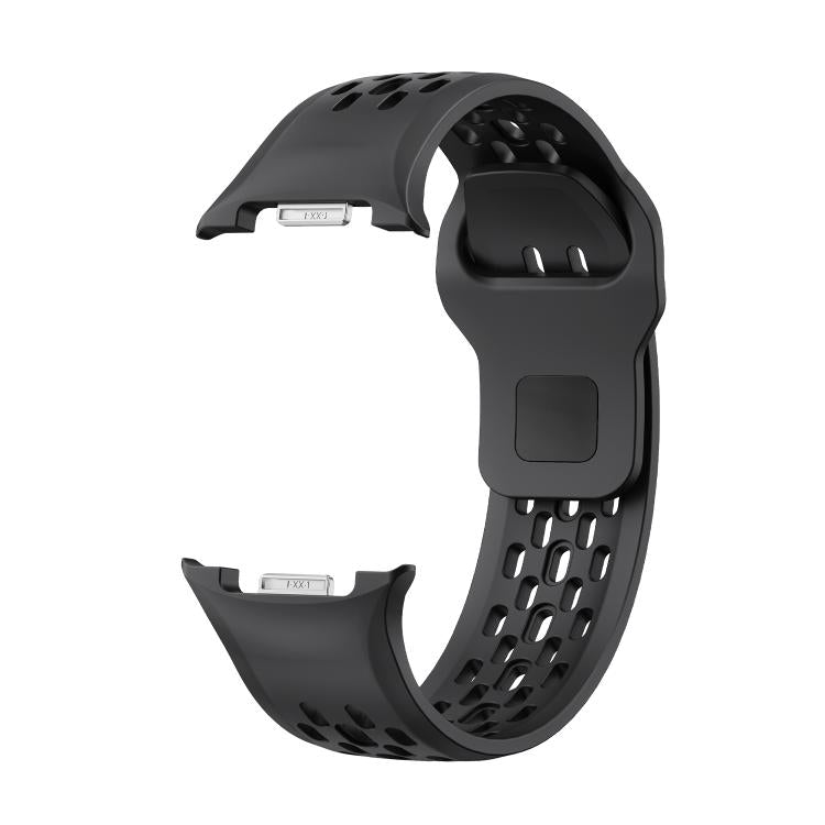 For Samsung Galaxy Watch8 44mm Speed Bezel and Black Reverse Buckle Silicone Watch Band(Black Black) - Watch Bands by buy2fix | Online Shopping UK | buy2fix