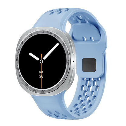 For Samsung Galaxy Watch8 40mm Speed Bezel and Black Reverse Buckle Silicone Watch Band(Light Blue Silver) - Watch Bands by buy2fix | Online Shopping UK | buy2fix