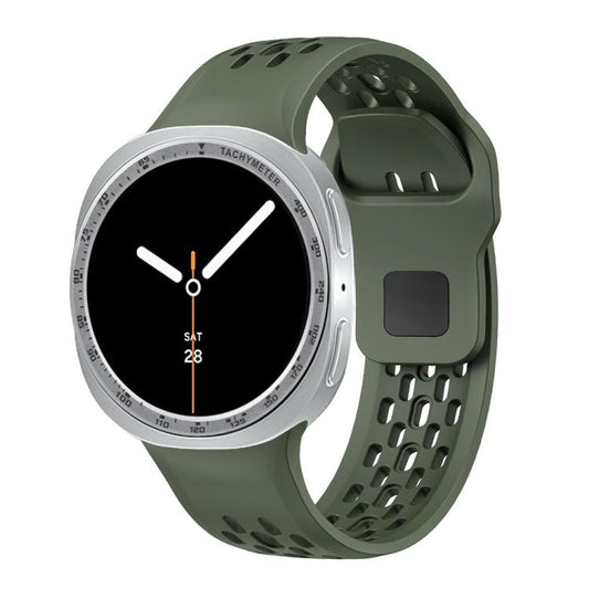 For Samsung Galaxy Watch8 40mm Speed Bezel and Black Reverse Buckle Silicone Watch Band(Army Green Silver) - Watch Bands by buy2fix | Online Shopping UK | buy2fix
