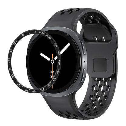 For Samsung Galaxy Watch8 40mm Speed Bezel and Black Reverse Buckle Silicone Watch Band(Black Black) - Watch Bands by buy2fix | Online Shopping UK | buy2fix