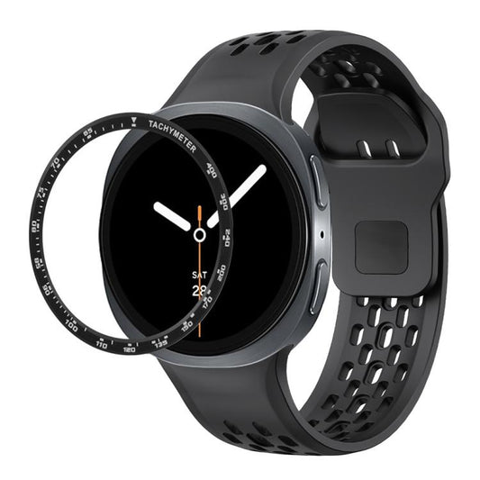 For Samsung Galaxy Watch8 40mm Speed Bezel and Black Reverse Buckle Silicone Watch Band(Black Black) - Watch Bands by buy2fix | Online Shopping UK | buy2fix