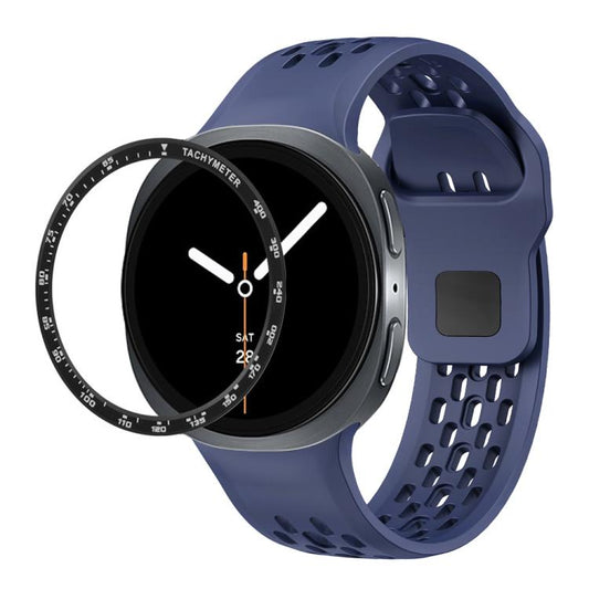 For Samsung Galaxy Watch8 40mm Speed Bezel and Black Reverse Buckle Silicone Watch Band(Midnight Blue Black) - Watch Bands by buy2fix | Online Shopping UK | buy2fix