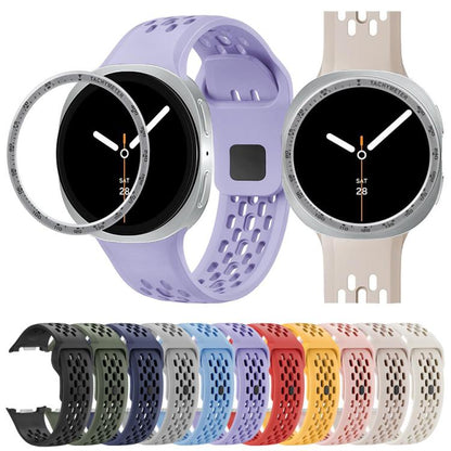 For Samsung Galaxy Watch8 40mm Speed Bezel and Black Reverse Buckle Silicone Watch Band(Yellow Silver) - Watch Bands by buy2fix | Online Shopping UK | buy2fix