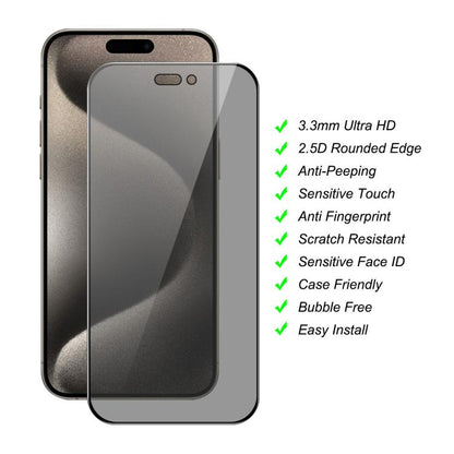 For iPhone 15 Pro Max JUNSUNMAY 25pcs Silk Print Full Coverage Privacy Tempered Glass Film - iPhone 15 Pro Max Tempered Glass by JUNSUNMAY | Online Shopping UK | buy2fix