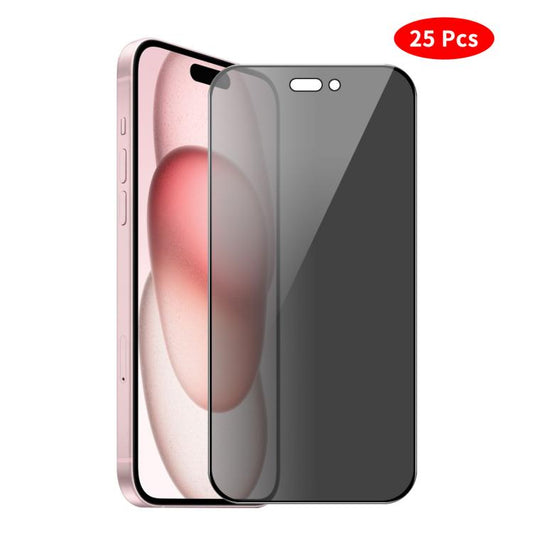 For iPhone 15 Plus JUNSUNMAY 25pcs Silk Print Full Coverage Privacy Tempered Glass Film - iPhone 15 Plus Tempered Glass by JUNSUNMAY | Online Shopping UK | buy2fix