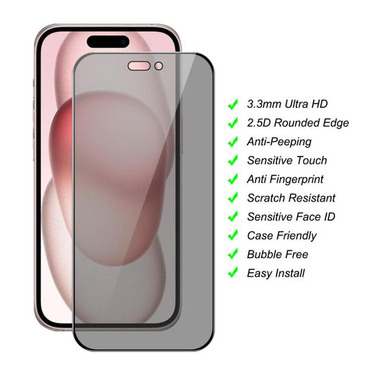 For iPhone 15 Plus JUNSUNMAY 25pcs Silk Print Full Coverage Privacy Tempered Glass Film - iPhone 15 Plus Tempered Glass by JUNSUNMAY | Online Shopping UK | buy2fix