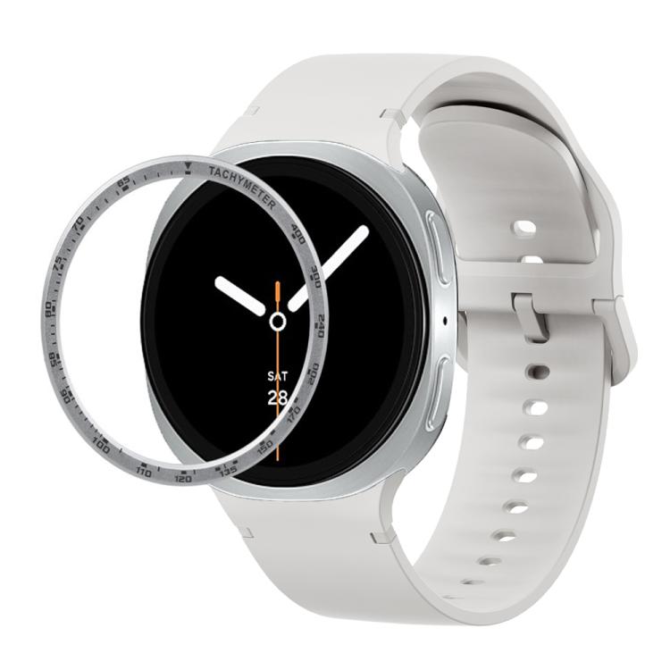 For Samsung Galaxy Watch8 44mm Speed Bezel and Solid Color Stitched Silicone Watch Band(Lime White Silver) - Watch Bands by buy2fix | Online Shopping UK | buy2fix