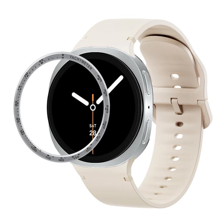 For Samsung Galaxy Watch8 44mm Speed Bezel and Solid Color Stitched Silicone Watch Band(Starlight Silver) - Watch Bands by buy2fix | Online Shopping UK | buy2fix