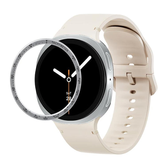 For Samsung Galaxy Watch8 44mm Speed Bezel and Solid Color Stitched Silicone Watch Band(Starlight Silver) - Watch Bands by buy2fix | Online Shopping UK | buy2fix