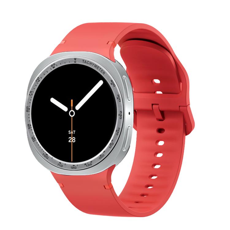 For Samsung Galaxy Watch8 44mm Speed Bezel and Solid Color Stitched Silicone Watch Band(Red Silver) - Watch Bands by buy2fix | Online Shopping UK | buy2fix