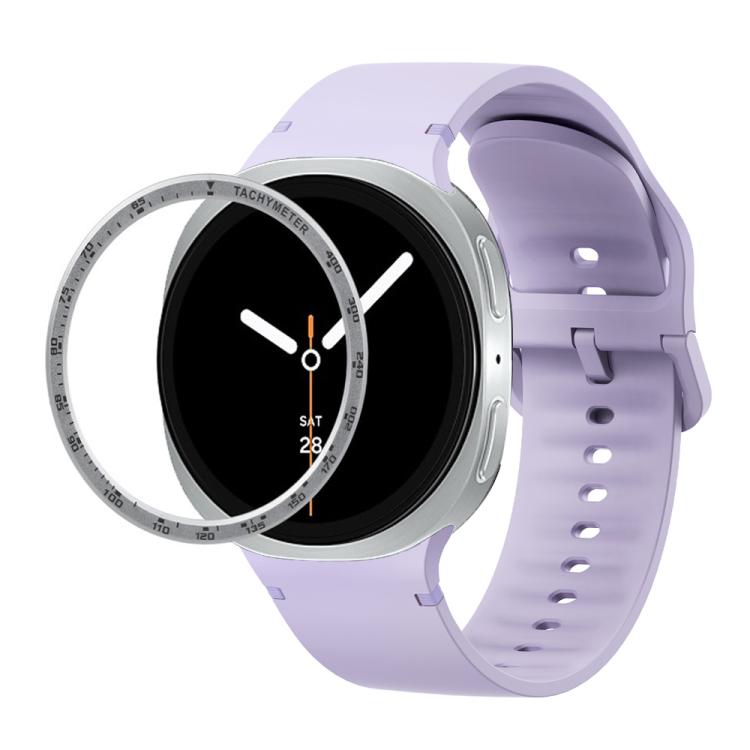 For Samsung Galaxy Watch8 44mm Speed Bezel and Solid Color Stitched Silicone Watch Band(Official Purple Silver) - Watch Bands by buy2fix | Online Shopping UK | buy2fix