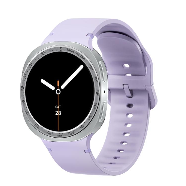 For Samsung Galaxy Watch8 44mm Speed Bezel and Solid Color Stitched Silicone Watch Band(Official Purple Silver) - Watch Bands by buy2fix | Online Shopping UK | buy2fix