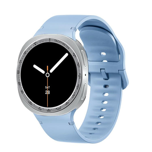 For Samsung Galaxy Watch8 44mm Speed Bezel and Solid Color Stitched Silicone Watch Band(Light Blue Silver) - Watch Bands by buy2fix | Online Shopping UK | buy2fix