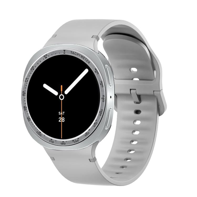 For Samsung Galaxy Watch8 44mm Speed Bezel and Solid Color Stitched Silicone Watch Band(Gray Silver) - Watch Bands by buy2fix | Online Shopping UK | buy2fix