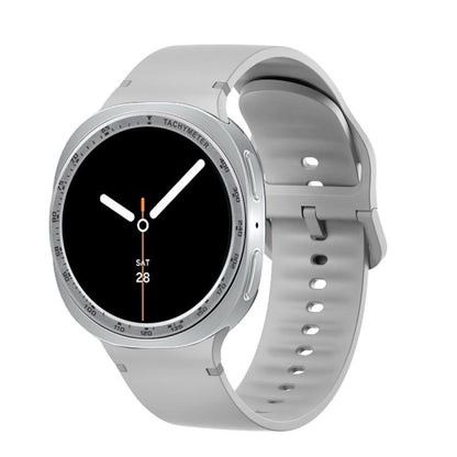 For Samsung Galaxy Watch8 44mm Speed Bezel and Solid Color Stitched Silicone Watch Band(Gray Silver) - Watch Bands by buy2fix | Online Shopping UK | buy2fix