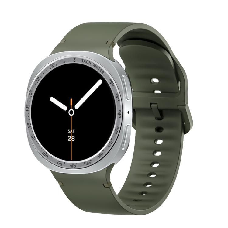 For Samsung Galaxy Watch8 44mm Speed Bezel and Solid Color Stitched Silicone Watch Band(Army Green Silver) - Watch Bands by buy2fix | Online Shopping UK | buy2fix