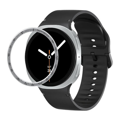 For Samsung Galaxy Watch8 44mm Speed Bezel and Solid Color Stitched Silicone Watch Band(Black Silver) - Watch Bands by buy2fix | Online Shopping UK | buy2fix