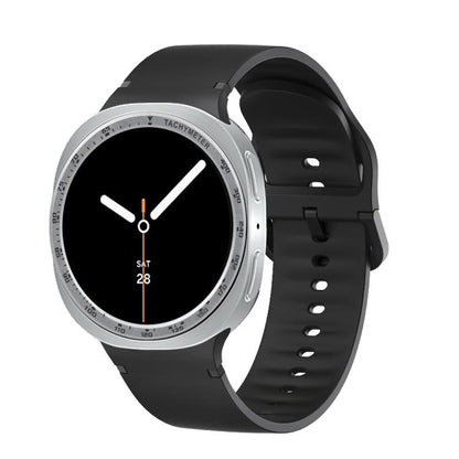 For Samsung Galaxy Watch8 44mm Speed Bezel and Solid Color Stitched Silicone Watch Band(Black Silver) - Watch Bands by buy2fix | Online Shopping UK | buy2fix