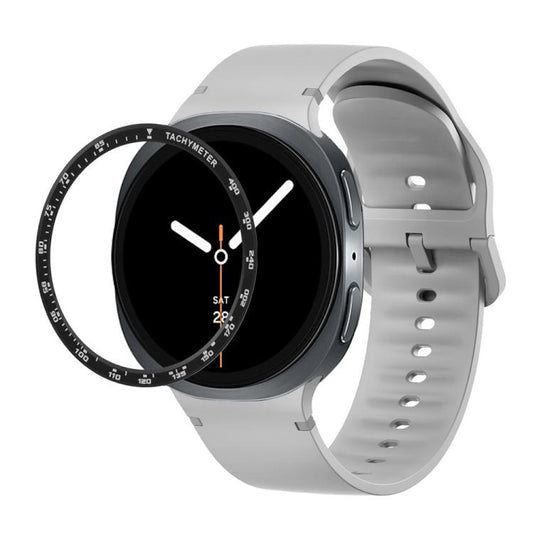 For Samsung Galaxy Watch8 44mm Speed Bezel and Solid Color Stitched Silicone Watch Band(Gray Black) - Watch Bands by buy2fix | Online Shopping UK | buy2fix