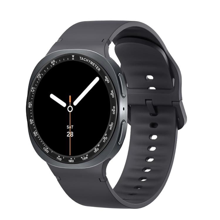 For Samsung Galaxy Watch8 44mm Speed Bezel and Solid Color Stitched Silicone Watch Band(Dark Gray Black) - Watch Bands by buy2fix | Online Shopping UK | buy2fix