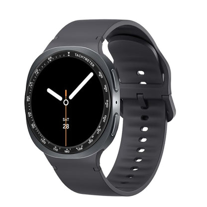 For Samsung Galaxy Watch8 44mm Speed Bezel and Solid Color Stitched Silicone Watch Band(Dark Gray Black) - Watch Bands by buy2fix | Online Shopping UK | buy2fix