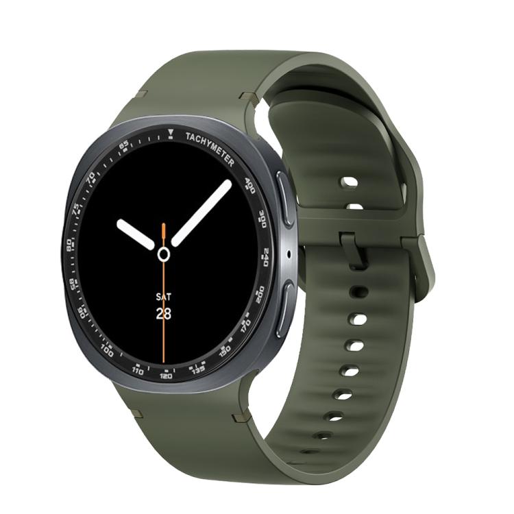 For Samsung Galaxy Watch8 44mm Speed Bezel and Solid Color Stitched Silicone Watch Band(Army Green Black) - Watch Bands by buy2fix | Online Shopping UK | buy2fix