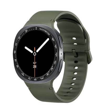 For Samsung Galaxy Watch8 44mm Speed Bezel and Solid Color Stitched Silicone Watch Band(Army Green Black) - Watch Bands by buy2fix | Online Shopping UK | buy2fix