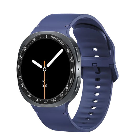 For Samsung Galaxy Watch8 44mm Speed Bezel and Solid Color Stitched Silicone Watch Band(Midnight Blue Black) - Watch Bands by buy2fix | Online Shopping UK | buy2fix