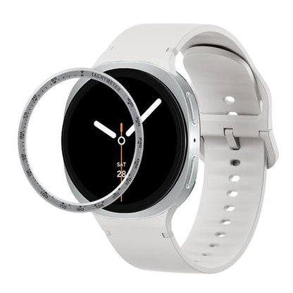 For Samsung Galaxy Watch8 40mm Speed Bezel and Solid Color Stitched Silicone Watch Band(Lime White Silver) - Watch Bands by buy2fix | Online Shopping UK | buy2fix