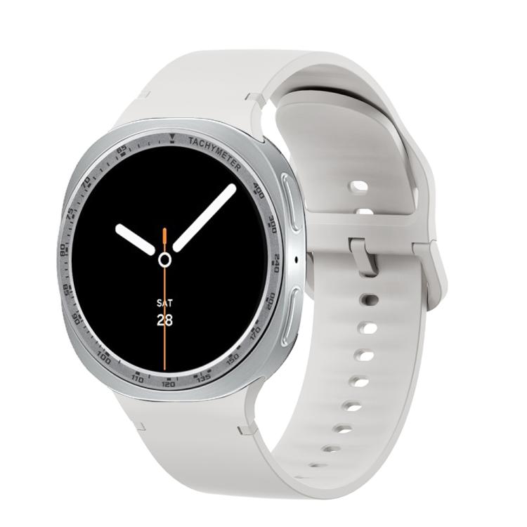 For Samsung Galaxy Watch8 40mm Speed Bezel and Solid Color Stitched Silicone Watch Band(Lime White Silver) - Watch Bands by buy2fix | Online Shopping UK | buy2fix