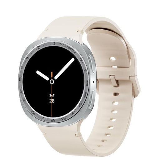 For Samsung Galaxy Watch8 40mm Speed Bezel and Solid Color Stitched Silicone Watch Band(Starlight Silver) - Watch Bands by buy2fix | Online Shopping UK | buy2fix