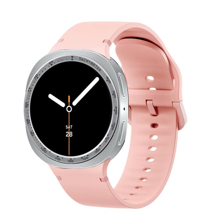 For Samsung Galaxy Watch8 40mm Speed Bezel and Solid Color Stitched Silicone Watch Band(Pink Silver) - Watch Bands by buy2fix | Online Shopping UK | buy2fix