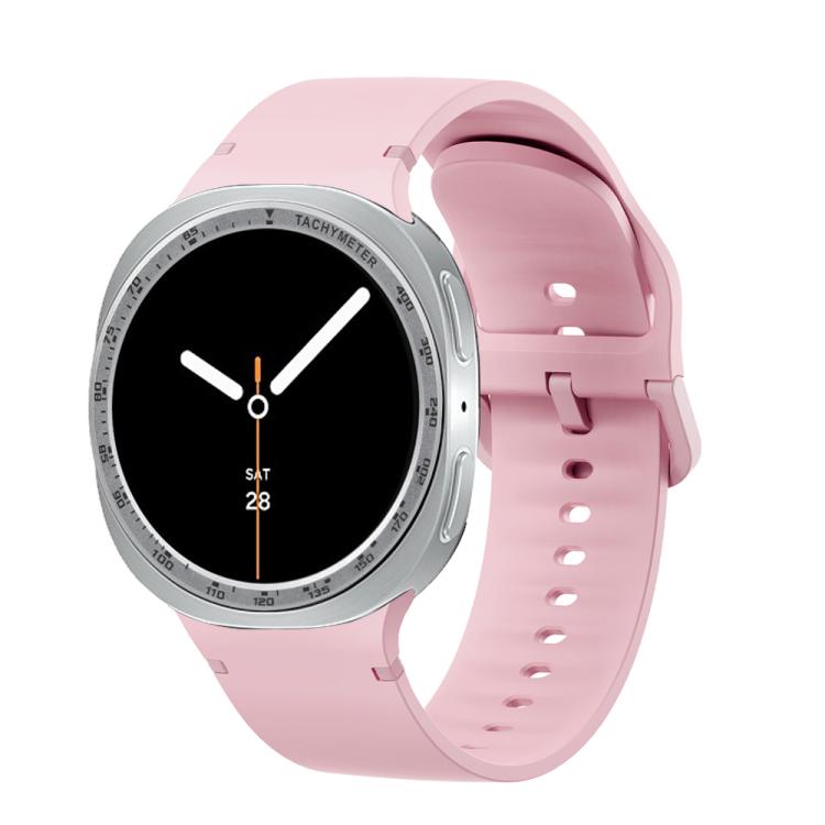 For Samsung Galaxy Watch8 40mm Speed Bezel and Solid Color Stitched Silicone Watch Band(Light Pink Silver) - Watch Bands by buy2fix | Online Shopping UK | buy2fix