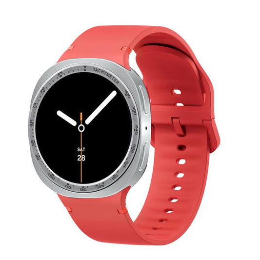 For Samsung Galaxy Watch8 40mm Speed Bezel and Solid Color Stitched Silicone Watch Band(Red Silver) - Watch Bands by buy2fix | Online Shopping UK | buy2fix