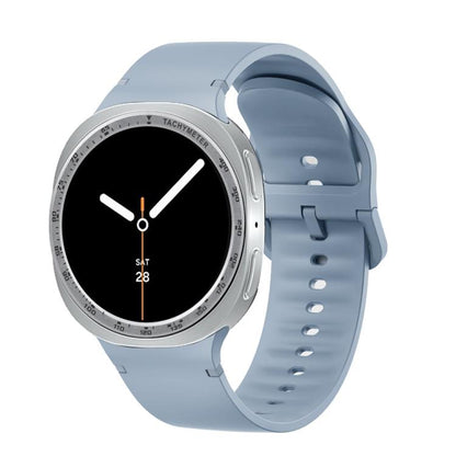 For Samsung Galaxy Watch8 40mm Speed Bezel and Solid Color Stitched Silicone Watch Band(Jewel Blue Silver) - Watch Bands by buy2fix | Online Shopping UK | buy2fix