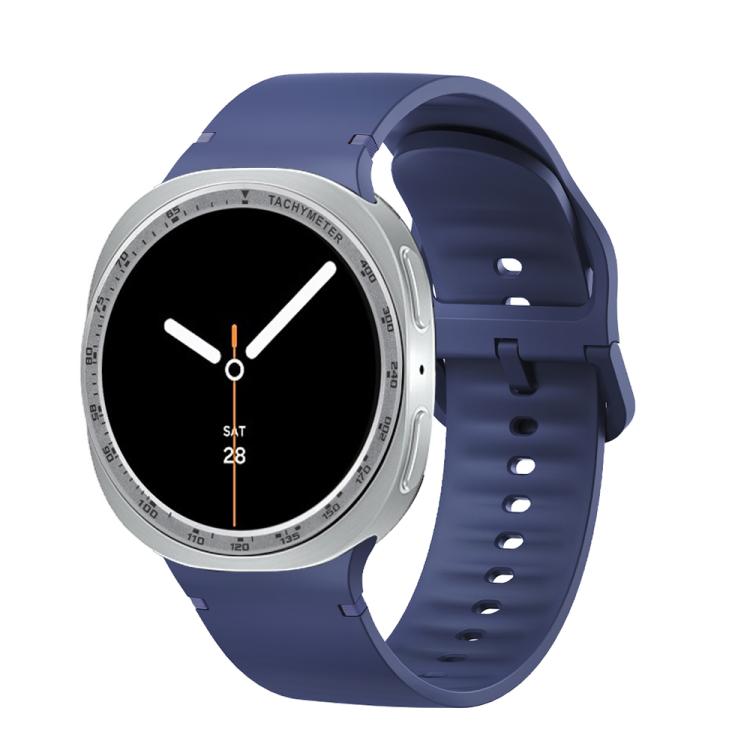 For Samsung Galaxy Watch8 40mm Speed Bezel and Solid Color Stitched Silicone Watch Band(Midnight Blue Silver) - Watch Bands by buy2fix | Online Shopping UK | buy2fix