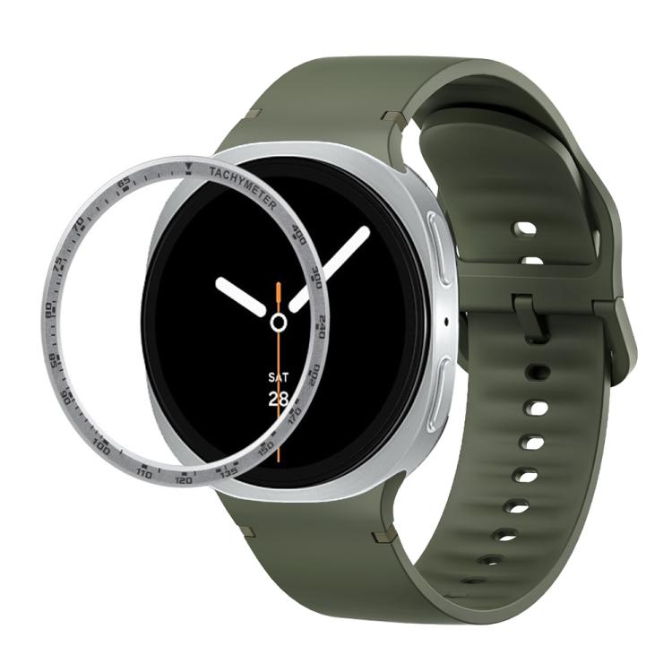 For Samsung Galaxy Watch8 40mm Speed Bezel and Solid Color Stitched Silicone Watch Band(Army Green Silver) - Watch Bands by buy2fix | Online Shopping UK | buy2fix